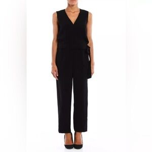 Theory Women's Alvmie Black Light Crepe Sleeveless Size 10 Jumpsuit